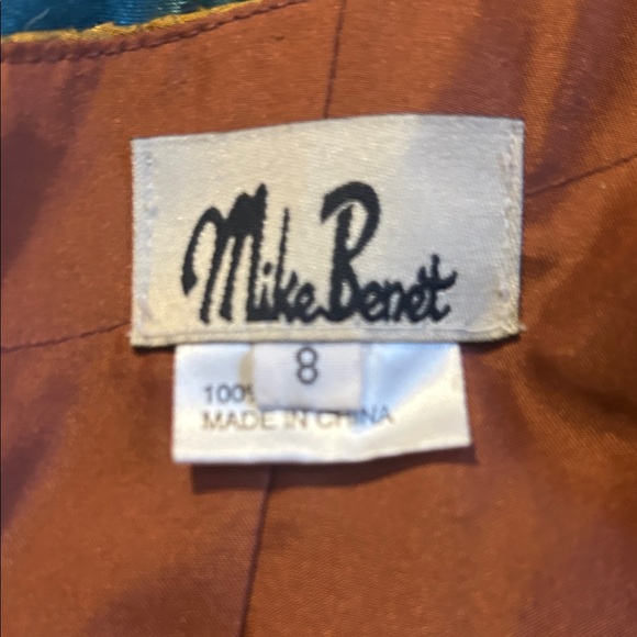 100% silk gold beaded sequined Mike Benet size UK 8 or us 4 & Gold knot headband - Picture 8 of 13